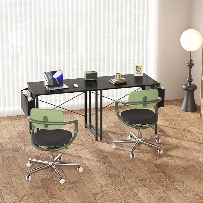 OLIXIS Small Computer Desk, 31 Inch Home Office Desks, Writing Study Craft Work Gaming Table, Computer Workstation for Small Spaces with Storage Bag and Headphone Hook for Bedroom, Black