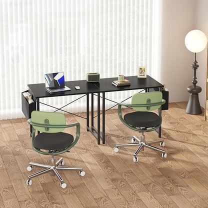 OLIXIS Small Computer Desk, 31 Inch Home Office Desks, Writing Study Craft Work Gaming Table, Computer Workstation for Small Spaces with Storage Bag and Headphone Hook for Bedroom, Black