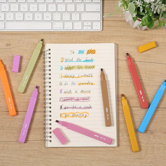 Mr. Pen- Aesthetic Highlighters No Bleed, 8 Pack, Warm Colors, Chisel Tip | Cute Highlighters Assorted Colors for Journaling, Highlighting, Underlining, Fast Dry, Back to School Supplies