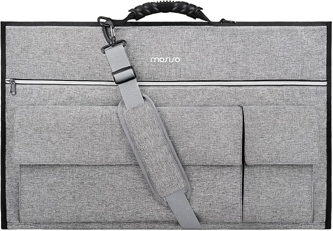 MOSISO Monitor Carrying Case, 24 inch Padded Monitor Travel Bag Cover Case, Protective Computer Monitors Handbag Dust Covers with Adjustable Shoulder Strap & 3 Pockets for 24 inch Monitors, Gray