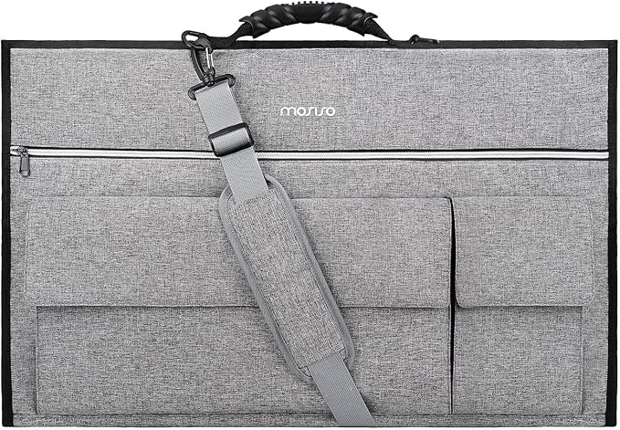 MOSISO Monitor Carrying Case, 27 inch Padded Monitor Travel Bag Cover Case, Protective Computer Monitors Handbag Dust Covers with Adjustable Shoulder Strap & 3 Pockets for 27 inch Monitors, Gray