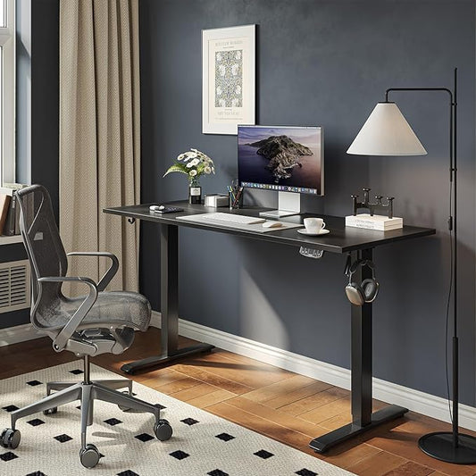 Agilestic Electric Standing Desk, 55 x 24 Inches Height Adjustable Desk, Sit Stand up for Work Office Home, Ergonomic Rising Computer Table with Memory Preset, Black