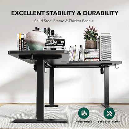 Cubiker L Shaped Standing Desk - 63 x 55 Inch Electric Adjustable Height Corner Standing Desk, Ergonomic Sit Stand Up Table with 3 Memory Buttons, Splice Board for Home Office, Black