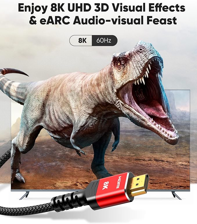Highwings Short HDMI Cables 1.5FT/0.5M 2-Pack, HDMI 2.1 10K 8K@60Hz 4K@120Hz 48Gbps HDMI Cord, Ultra High Speed Sound & Picture Quality Performance Cable, Braided, DTS-HD, eARC, Ease of Installation