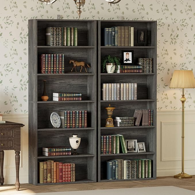 IRONCK Bookshelves and Bookcases Set of 2 Floor Standing 6 Tiers Display Storage Shelves 70 in Tall Bookcase Home Decor Furniture for Home Office, Living Room, Bed Room