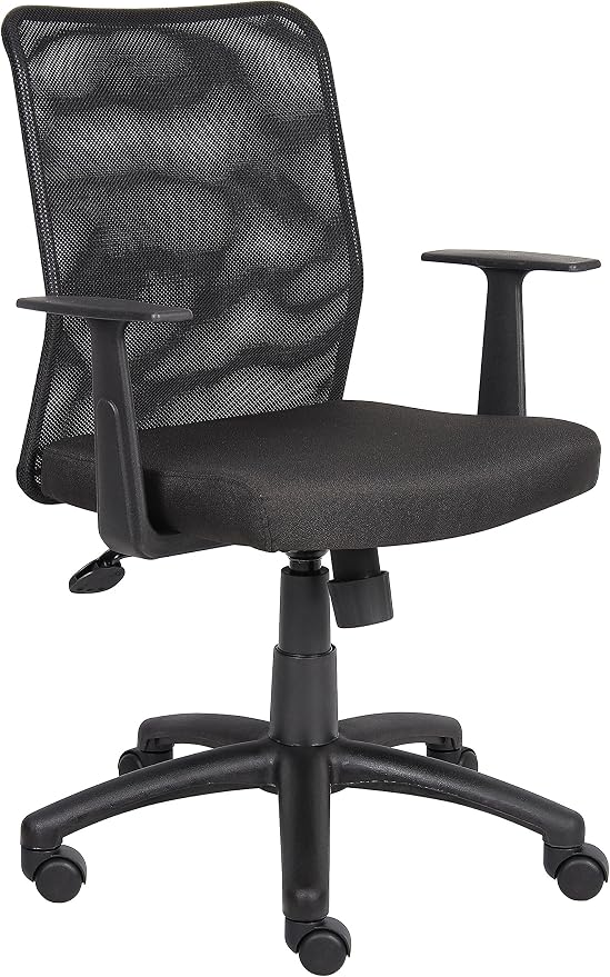 BOSS Office Products B6106 Budget Mesh Task Chair with Arms in Black