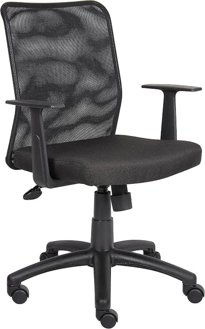 BOSS Office Products B6106 Budget Mesh Task Chair with Arms in Black