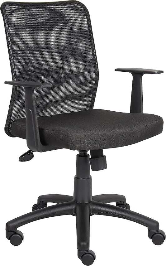BOSS Office Products B6106 Budget Mesh Task Chair with Arms in Black