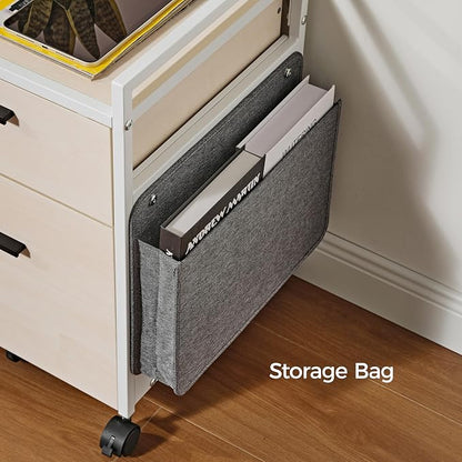 EUREKA ERGONOMIC 2 Drawer Mobile File Cabinet with Wheels, Solid Wood Rolling Storage Cabinet for Home Office, Space-Saving Under Desk Organization with Printer Stand,White
