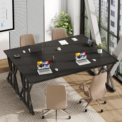 TVU 63-Inch Executive Desk, Large Office Desk with Thicken Frame, Computer Desk Modern Simple Desk for Home Office, Black