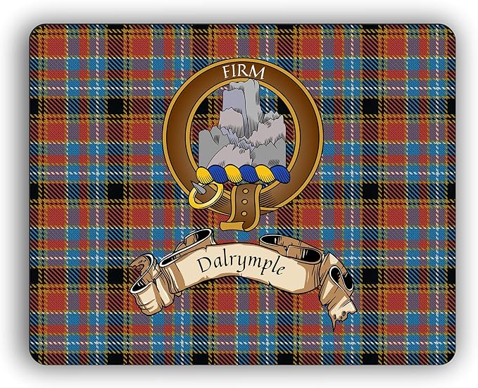 Scottish Clan Dalrymple Tartan Crest Computer Mouse Pad