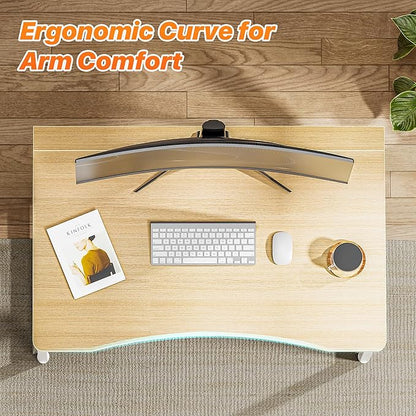 Huuger Folding Desk for Small Spaces, 31.5 Inch Foldable Computer Table, for Home Office, Study, Bedroom, Dorm, Space Saving, Small Writing Work Office Computer Desk, Easy to Fold, Oak