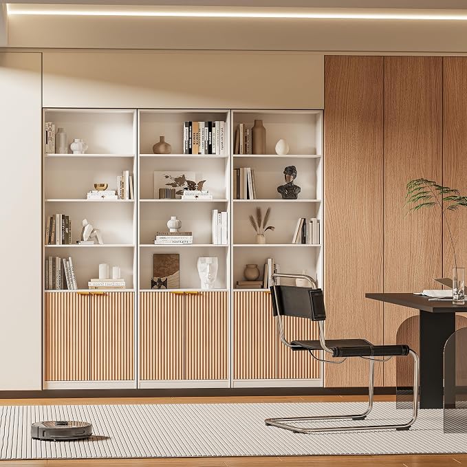 INNOD 69" Tall Book Shelve Bookcases with Doors, Floor Standing 6 Shelf Display Shelves, Freestanding Shelving Unit with Closed Doors for Storage, Home Decor Furniture for Living Room Home Office