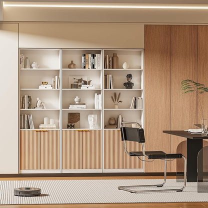 INNOD 69" Tall Book Shelve Bookcases with Doors, Floor Standing 6 Shelf Display Shelves, Freestanding Shelving Unit with Closed Doors for Storage, Home Decor Furniture for Living Room Home Office