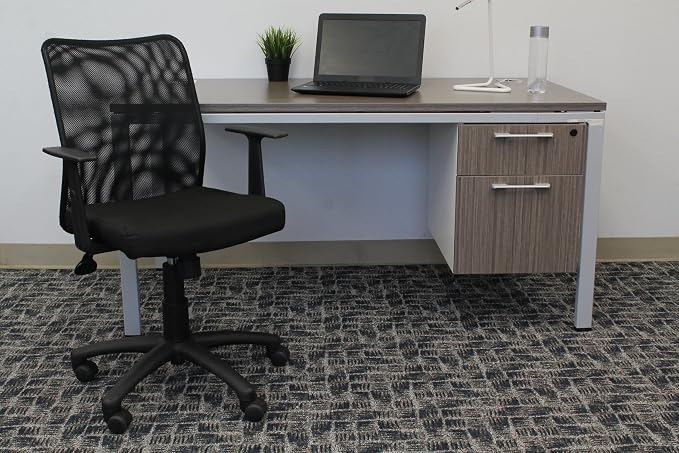 BOSS Office Products B6106 Budget Mesh Task Chair with Arms in Black