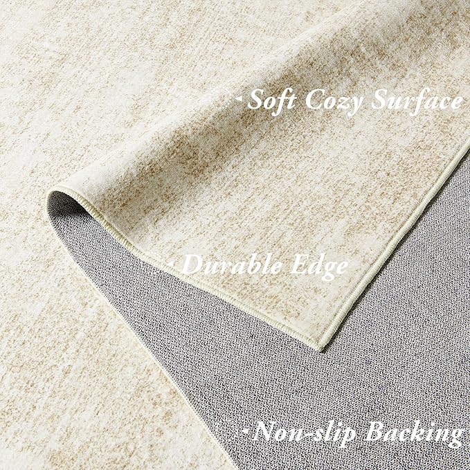 BILEEHOME 9x12 Area Rug for Living Room,Washable Neutral Farmhouse Abstract Extra Large Boho Bedroom Dining Room Rug Tan Brown Light Taupe with Cream Beige