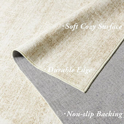 BILEEHOME 8x10 Area Rugs for Living Room,Washable Tan Beige Neutral Abstract Modern Farmhouse Boho Rugs for Bedroom