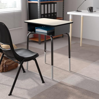 Flash Furniture Billie Student Desk - Gray Open Front Metal School Desk - 24"W x 18"D Adjustable Height, Durable Desk for School or Remote Learning, Set of 5