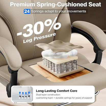 AreShark Office Chair - Ergonomic Comfortable High Back Computer Desk Chair with Foot Rest - Executive Breathable Swivel Rolling Reclining Leather Chair with Lumbar Support for Home Gaming Relaxing