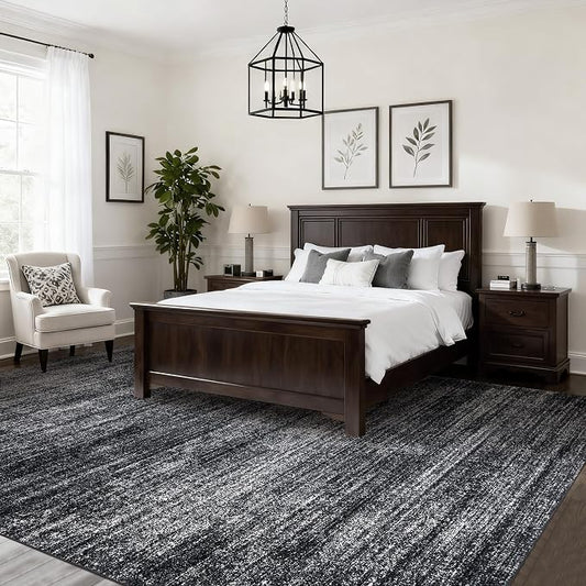 BILEEHOME 8x10 Area Rugs for Living Room, Abstract Black Boho Rug for Bedroom Design, Black and White 8 x 10