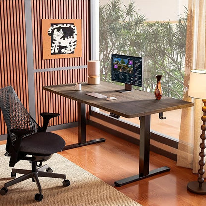 ErGear Height Adjustable Electric Standing Desk, 44 x 24 Inches Sit Stand up Desk, Memory Computer Home Office Desk, Dark Walnut