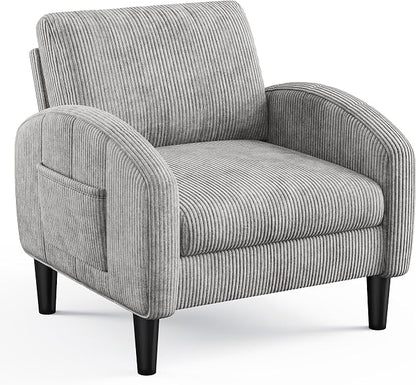Homkdom Accent Chair for Living Room Reading Chair for Bedroom Mid Century Modern Arm Chair Upholstered Comfy Chair for Apartment, Waiting Room,Grey