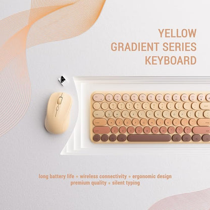 Wireless Keyboard and Mouse Combo, 2.4GHz USB Plug-and-Play, 110-key Design, Full-Size Ultra-Thin Silent Keyboard, Compatible with laptops/desktops/PCs（Gradient Khaki）