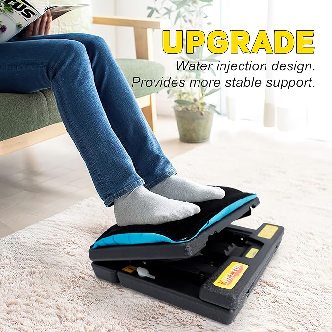 footrest for Under Desk at Work, Massage and Soft Cushion, for Multi-Scene | 4-section height adjustable, foldable, ergonomic footrest, metal frame (Yellow)