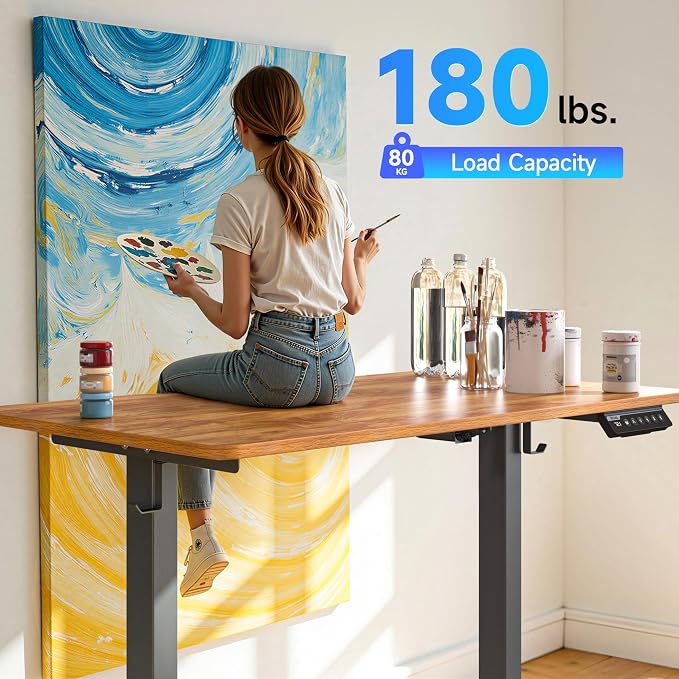 BIZUM 40x24 Inch Electric Standing Desk with Memory Presets, Quiet Motor Height Adjustable Stand Up Desk for Home Office & Gaming, Ergonomic Sit Stand Workstation，Light Rustic Brown