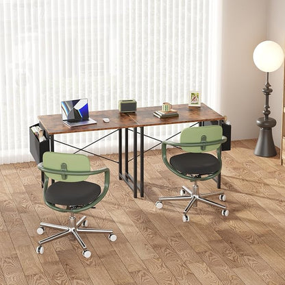 OLIXIS Small Computer Desk, 31 Inch Home Office Desks, Writing Study Craft Work Gaming Table, Computer Workstation for Bedroom Small Spaces with Storage Bag and Headphone Hook, Rustic Brown