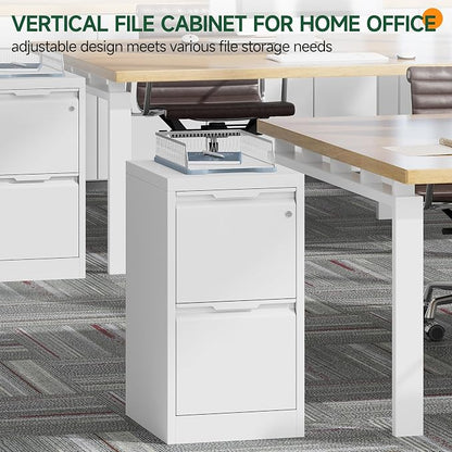 2 Drawer File Cabinet with Lock, Filing Cabinets for Home Office | Small File Cabinet Under Desk, Lockable File Cabinet, Metal File Cabinet for Letter/Legal/A4/F4 Size, Assemble Required