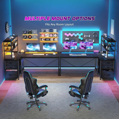 DurayLoly L Shaped Desk with Aluminum Housing LED for Gaming Room,Dorm | Integrated Remote Light, Heat Dissipation,Steady Bright,Sturdy;41 Modes & 5 Colors, Vibrant Teen Gaming Ambiance