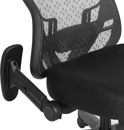 Space Seating 529 Series Deluxe R2 SpaceGrid Mesh Back and Memory Foam Seat, 2-to-1 Synchro Tilt Control, Adjustable Tilt Tension, Lumbar Support and Flip Arms Office Chair, Black