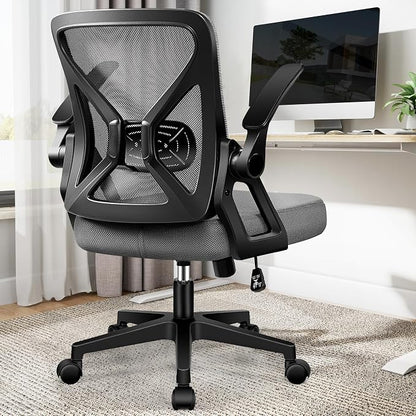 FelixKing Office Chair - Ergonomic Desk Chair Breathable Mesh Task with Wheels and Lumbar Support Home Desk Office Chairs with Flip up Armrest Rolling Swivel for Home Computer Dark Gray