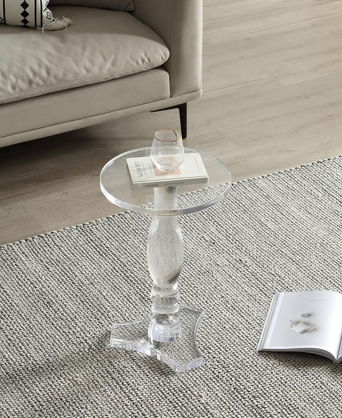Artmaze Clear Acrylic Small End Table,Drink Table,for Office, Living Room and Bedroom, 12x12 inch，20 inch High