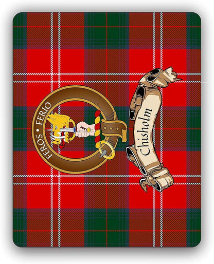 Scottish Clan Chisholm Tartan Crest Computer Mouse Pad