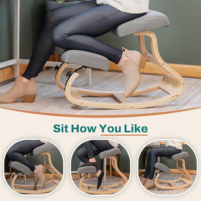 NYPOT Kneeling Chair with Adjustable Seats Knee Chair for Posture Correction, Rocking Stool for Desk