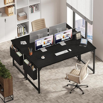 OLIXIS 63 Inch Computer Desk for Home Office, Writing Study Craft Gaming Table, Modern Computer Workstation with Storage Bag and Headphone Hook for Bedroom Small Spaces, Black