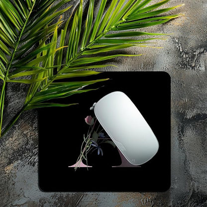Mouse Pad Pinks Flowers Initial Letters Mousepad Desktop Laptop Computer Accessories Home Office Gaming Work Desk Computer Non-Slip Rubber Monogram Floral Alphabet A-Z mousepad (A)