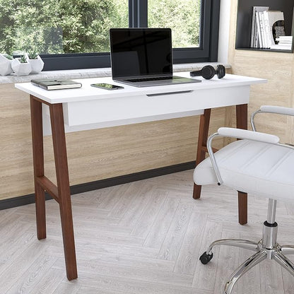 Flash Furniture Darla Computer Desk - White Home Office Desk with Storage Drawer - 42" Long Writing Desk for Bedroom