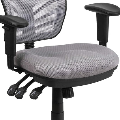 Flash Furniture Nicholas Mid-Back Swivel Office and Gaming Chair, Ergonomic Mesh Office Chair with Adjustable Lumbar Support and Height, Gray