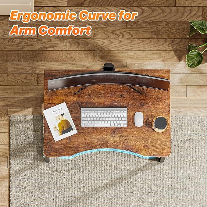Huuger Folding Desk for Small Spaces, 23.6 Inch Foldable Computer Table, for Home Office, Study, Bedroom, Dorm, Space Saving, Small Writing Work Office Computer Desk, Easy to Fold, Rustic Brown