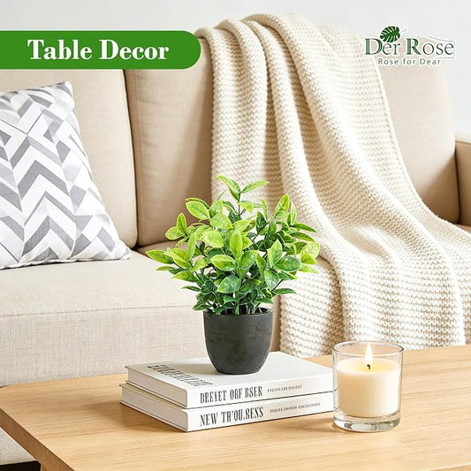 Der Rose 4 Pack Mini Artificial Plants Indoor in Pots Mixed Fake Plants Greenery Set for Black Bathroom Decor Shelf Counter Styling Office Desk Farmhouse Room Decor