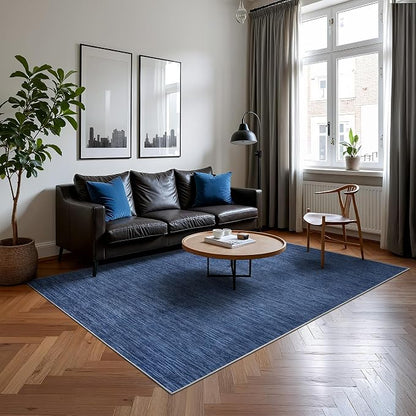 Valenrug Washable Rugs 5x7 - Non Slip 5x7 Area Rugs for Living Room, Stain Resistant Area Rugs for Bedroom, Foldable Machine Washable Area Rug(5'x7', Navy)