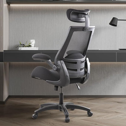 BOLISS 400lbs Ergonomic Office Desk Chair Big and Tall with Wide Seat – High Back Mesh Executive Chair with 4-Level Adjustable Headrest,Lumbar Cushion, Flip-Up Armrests for Storage (Black)