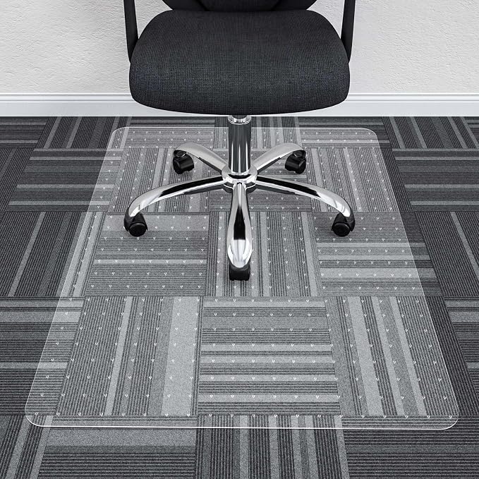 Office Chair Mat, 30" x 48" Clear Carpet Chair Mats for Low Pile Carpeted Floors Home Office, Studded Floor Mat for Office Chair on Carpet
