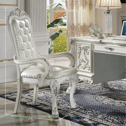 Acme Furniture Dresden Synthetic Leather Upholstered Executive Office Chair, Bone White