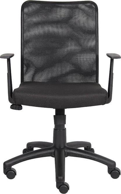 BOSS Office Products B6106 Budget Mesh Task Chair with Arms in Black