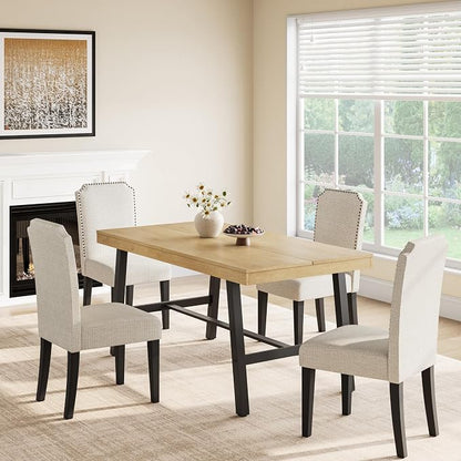GarveeHome Industrial Dining Table for 2-4, 55" Heavy Duty Rectangular Kitchen Table with 2"×2" Metal Legs, Small Space Dining Table for Kitchen, Dining Room (Natural, 55" Non-extendable)
