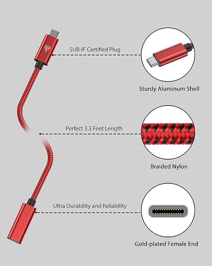 Faracent USB C Extension Cable (20Gbps/240W/3.3Ft), USB 3.2 Type C 3.1 Male to Female Extension Charging & Sync for iPhone 17 16 15 Pixel PSVR2 MacBook Air Pro/New iPad Dell XPS Surface Book Red